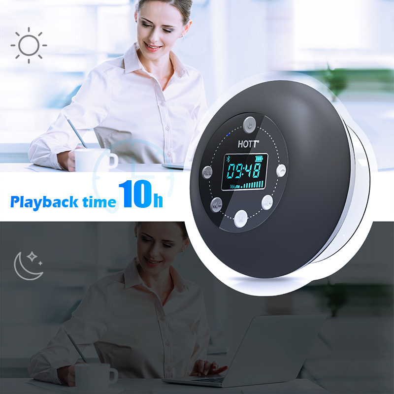 Shower Speaker Portable Waterproof Wireless BT Speaker, Mini Music Audio Player with Suction FM Microphone Hands-Free Calling