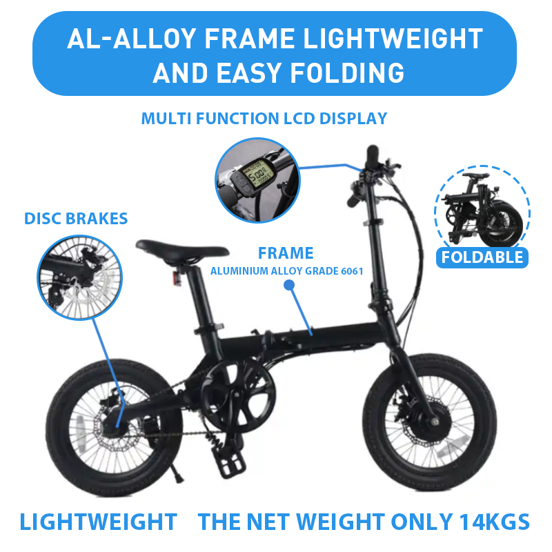 Hottech 2024 Wholesale China Sales Price UK Warehouse 250W 16 Inch Folding Foldable Adult Bike Ebike E Bike Electric Bicycle