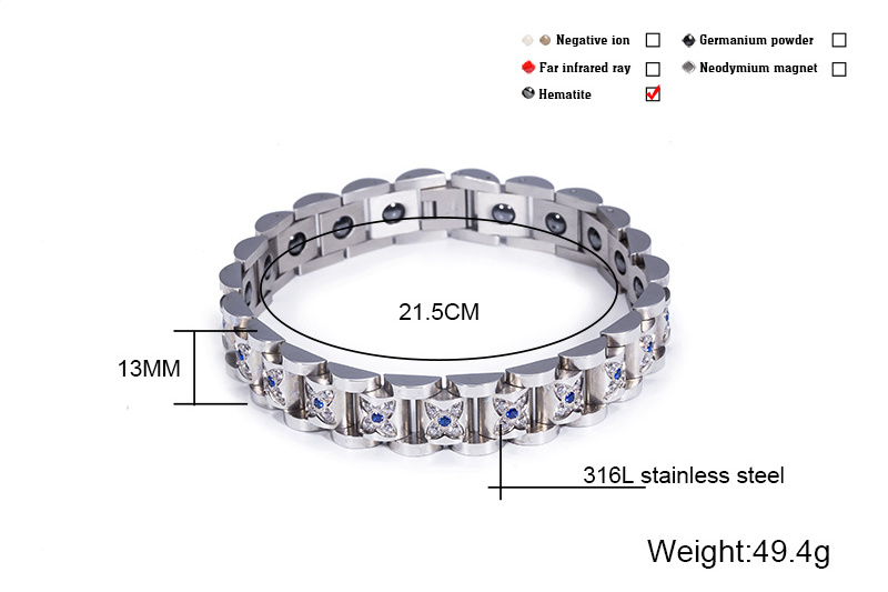 Unisex Chain&Link Stainless Steel Bracelet With Czech Crystal