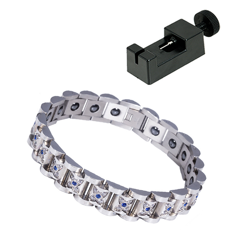 Unisex Chain&Link Stainless Steel Bracelet With Czech Crystal