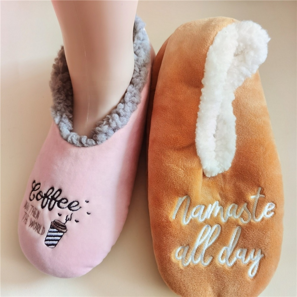 Women Women's Woman Ladies Crystal Velvet Cozy Indoor Home Lounge Ballerina Slippers Snoozies with Sherpa Lining Custom Sole