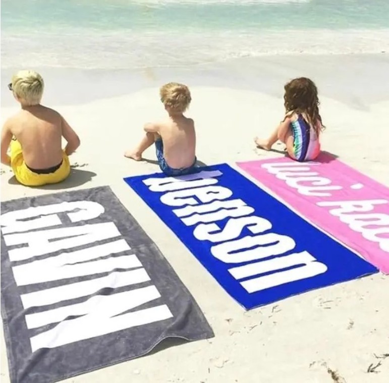 Promotional Gift Absorbent Bath Swimming Pool Rectangle Microfiber Personalized Name Print Beach Towel