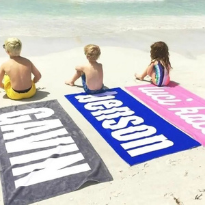 Promotional Gift Absorbent Bath Swimming Pool Rectangle Microfiber Personalized Name Print Beach Towel