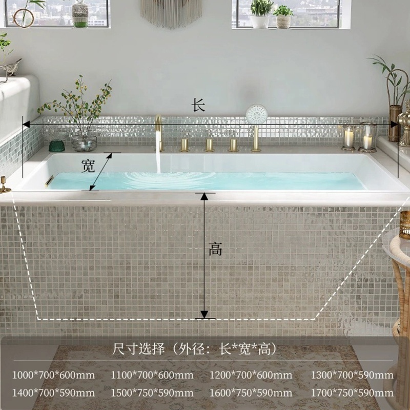 bath tab Freestanding Bathtub Acrylic  Soaking Tub Indoor Bathroom Large Oval Bath 7 Layers Carton