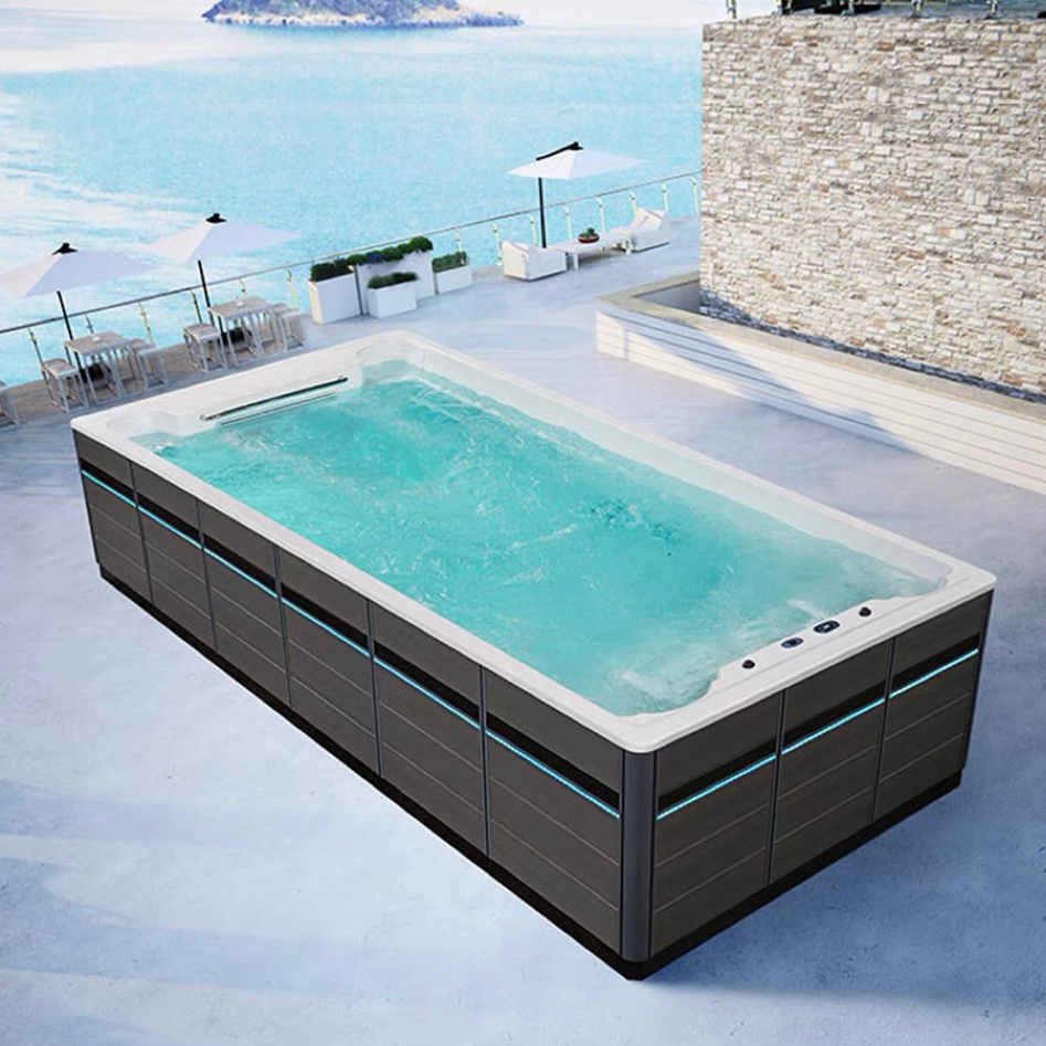 4m outdoor swimming pool cheap price customize acrylic Ozone Balboa control system adult hydro massage  spa endless pools