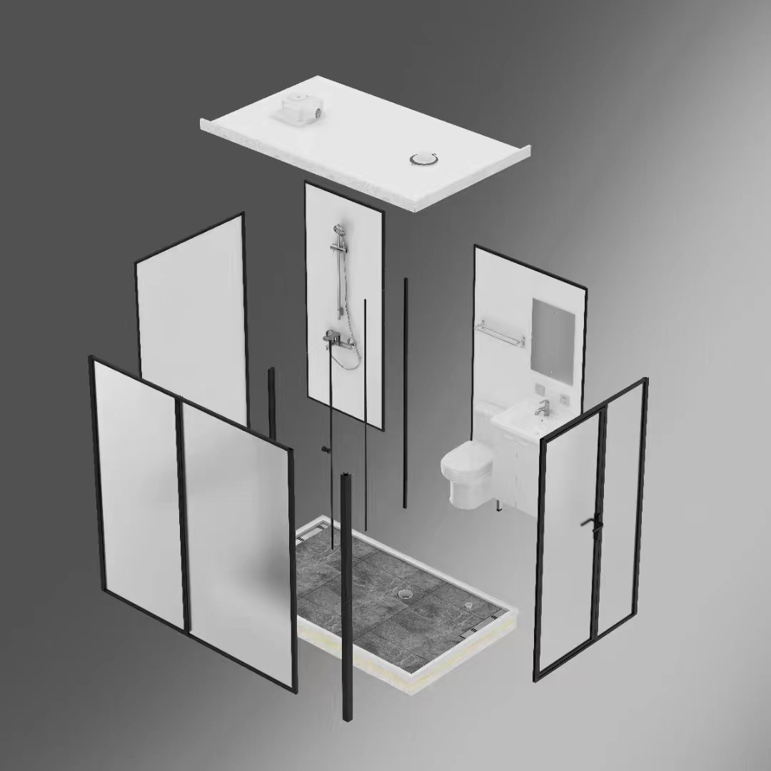 Complete Shower Room Luxury Portable Bathroom Integrated Bathroom Pod Prefabricated Bathroom bluetooth All In One Shower Room