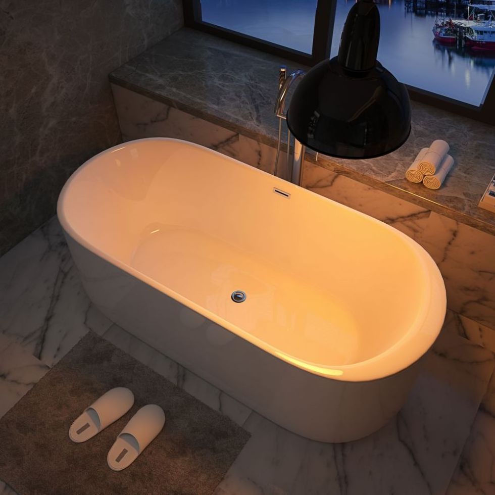 Modern 67 Inch Fiberglass Double Ended Acrylic Durable Flatbottom Freestanding Bath Tub Bathtub