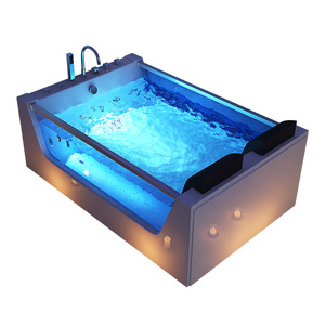 Whirlpool Massage Bath SPA Acrylic Bathtub hotel LED jet Massage 2 person sided skirt bath outdoor hot tub balboa