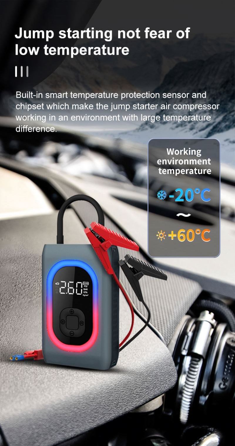 OEM Wireless Portable With 12000mAh Battery Electric Air Pump For Car Bicycle Tire Inflator Multi Function Jump Starter