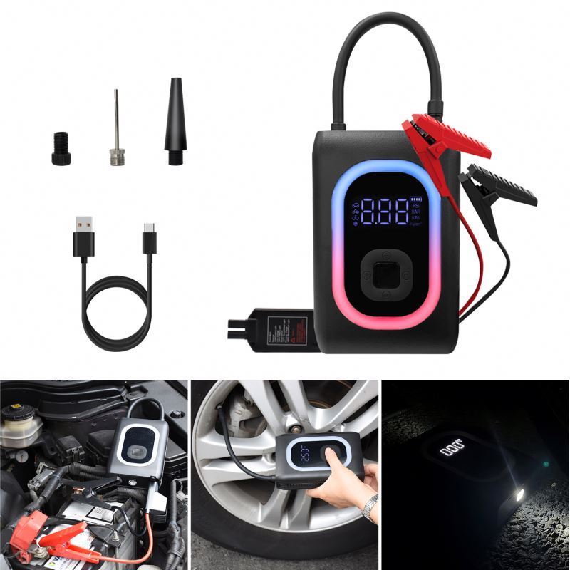 Amazon 2023 Hot-sale 12000mah 12V 1000A Jump Starter Car Air Compressor Tire Inflator for BMW Vehicle Motorcycles Car Engine