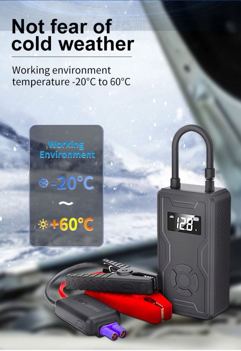 New Items Multifunctional Power-bank Portable Air Pump 7000Mah Inflatable Car Jump Starter Kit Tire Pressure Gauge Inflator