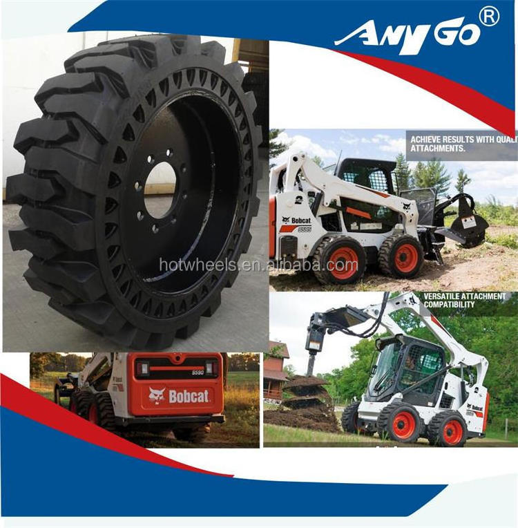 ANYGO brand 10-16.5, 31x6x10, 31x10-16, 12-16.5, 33x6x11, 33x12-20  Skid steer solid tyres / tyres for Bobcat Loader