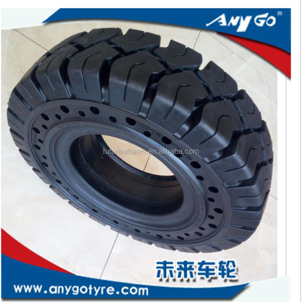 ANYGO brand 7.00-12 XZ18 pattern Click solid rubber tires with side hole for reach stackers