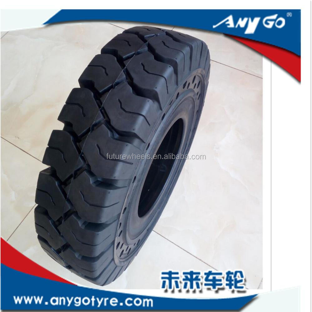 ANYGO brand 7.00-12 XZ18 pattern Click solid rubber tires with side hole for reach stackers