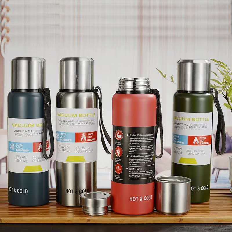 Double wall big capacity 1 liter stainless steel water bottle