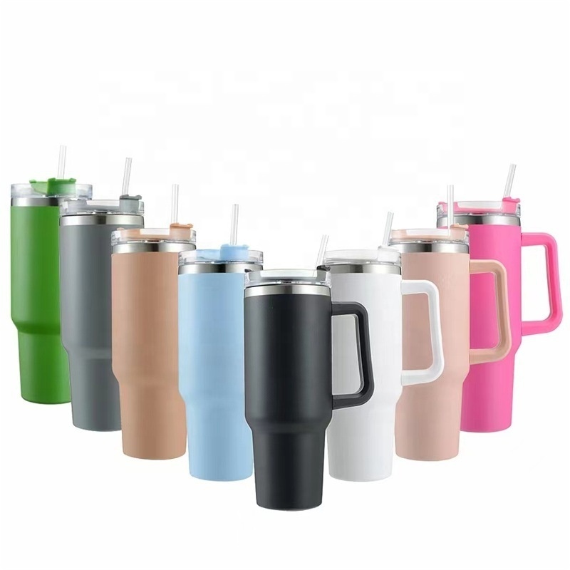 vacuum insulated stainless steel 40oz 40 oz tumbler cup with handle and straw lid adventure quencher travel cup