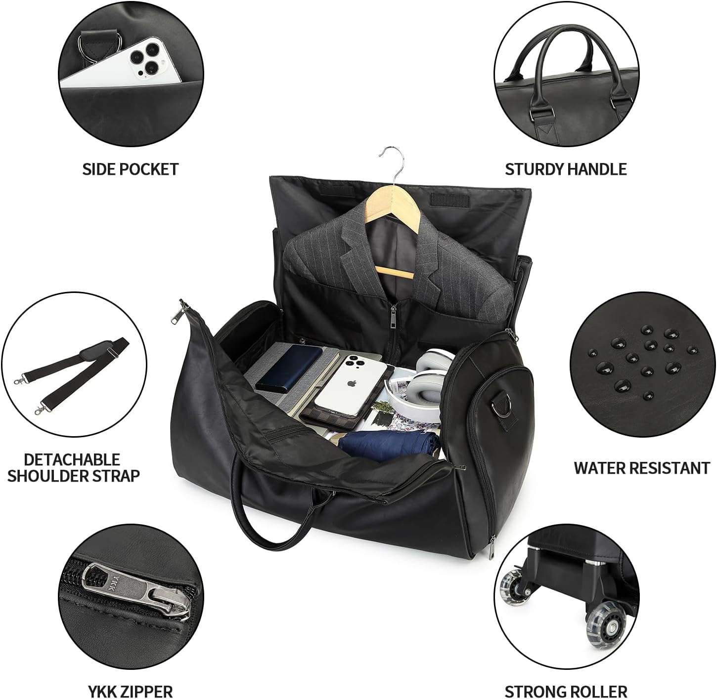 Custom travel duffle bag with wheels rolling Duffle suit bag with wheels and shoe compartment for weekend travel men and women