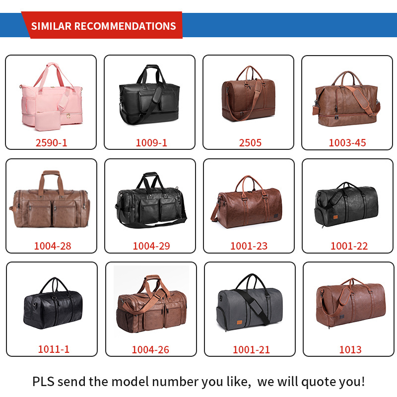 Custom Logo Waterproof Weekender Overnight Duffle Luxury Business Duffel PU Leather Men Travel Bag