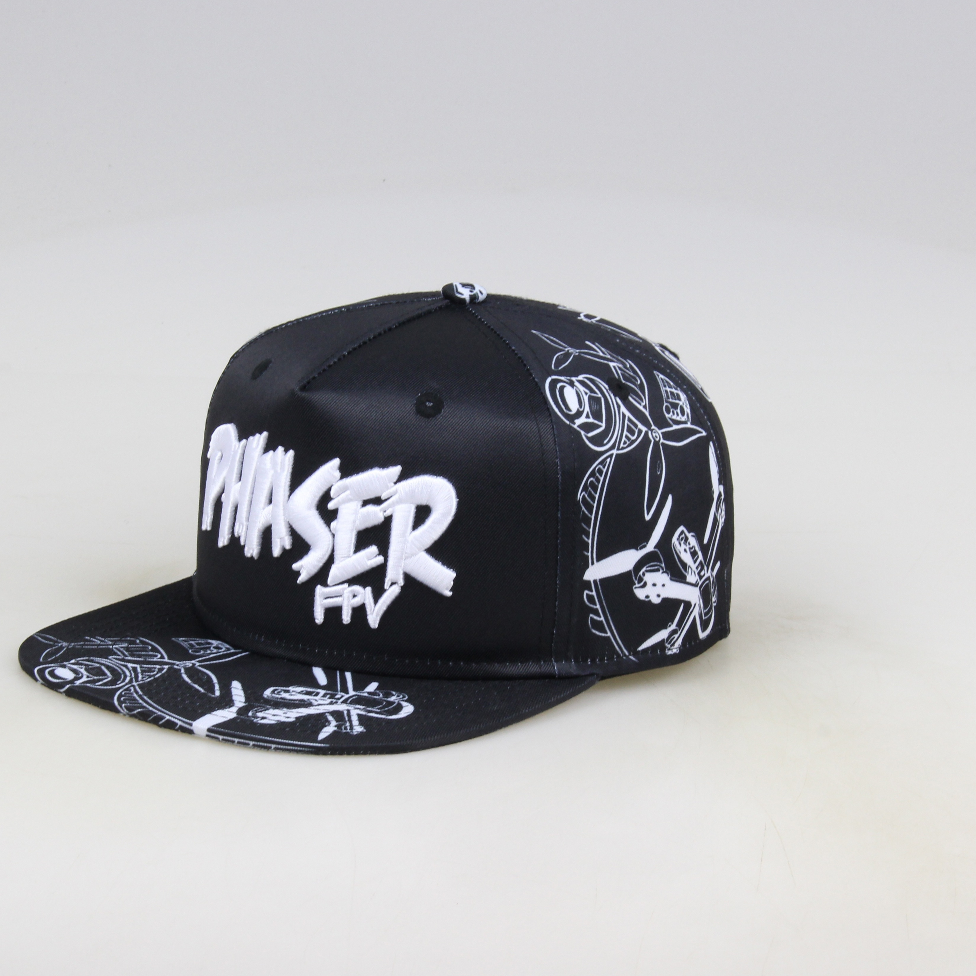 Wholesale fashion flat brim allover sublimation printed 5 panel custom snapback caps and hats