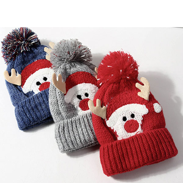 Villus Wholesale High Quality Custom Adult Kids Plain Winter Caribou Hat Christmas Beanies With Ear fashion cap