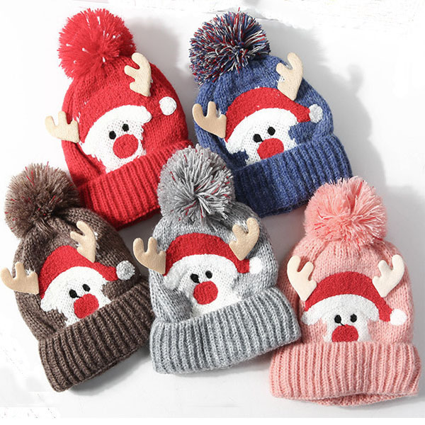 Villus Wholesale High Quality Custom Adult Kids Plain Winter Caribou Hat Christmas Beanies With Ear fashion cap