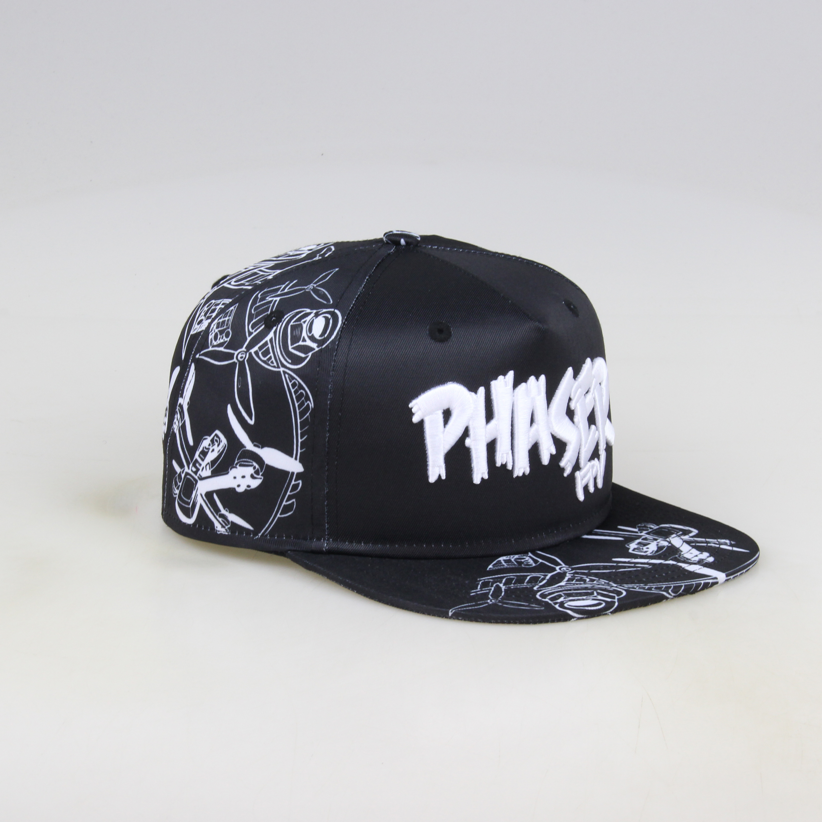 Wholesale fashion flat brim allover sublimation printed 5 panel custom snapback caps and hats