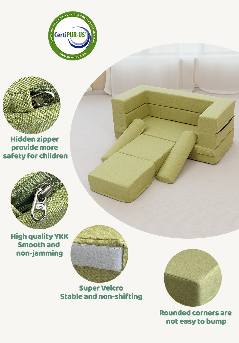 Custom-Made Versatile Soft Foam Collapsible Couch Sofa Cozy Cuddle Chair for Toddlers Indoor Kids Soft Play Baby Ball Pits