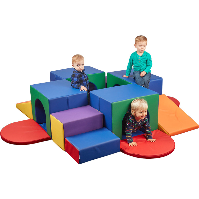 Hot Sale Four Tunnel Maze Climber Foam Baby Climbing Blocks Soft Play Mini Step and Slide for Kindergarten Home Preschool