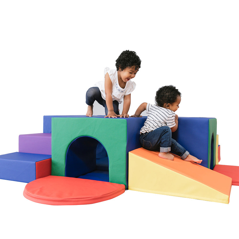 Hot Sale Four Tunnel Maze Climber Foam Baby Climbing Blocks Soft Play Mini Step and Slide for Kindergarten Home Preschool