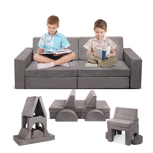 Modular Compressing Foam Play Couch 8-PCS Play Set for Toddlers Babies Kids Couch  Children Play Sofa