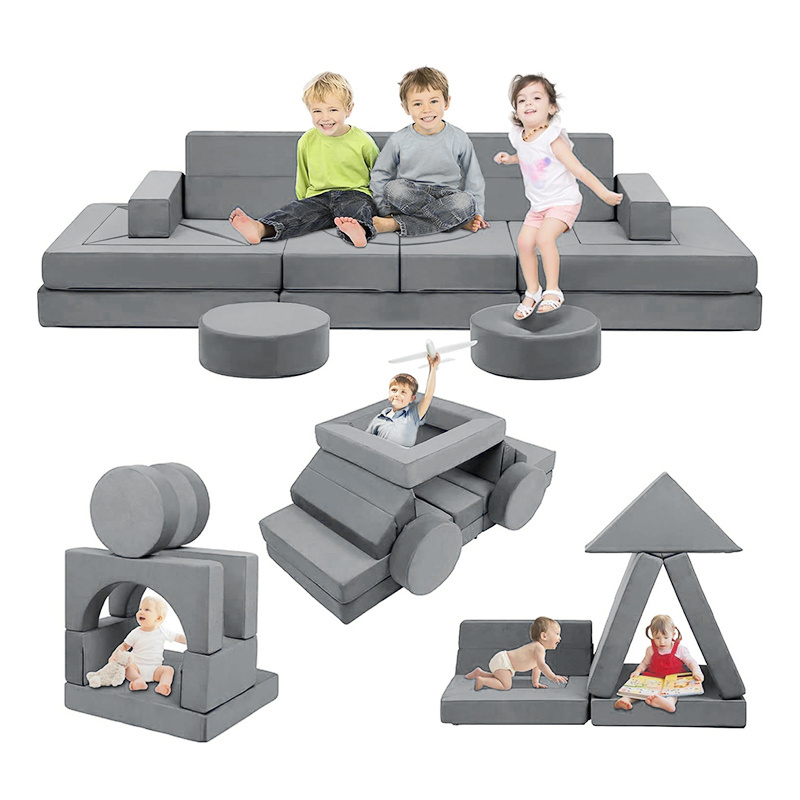 22pcs Child Sectional Sofa Playroom Furniture modular kids play foam sofa couch with soft covers