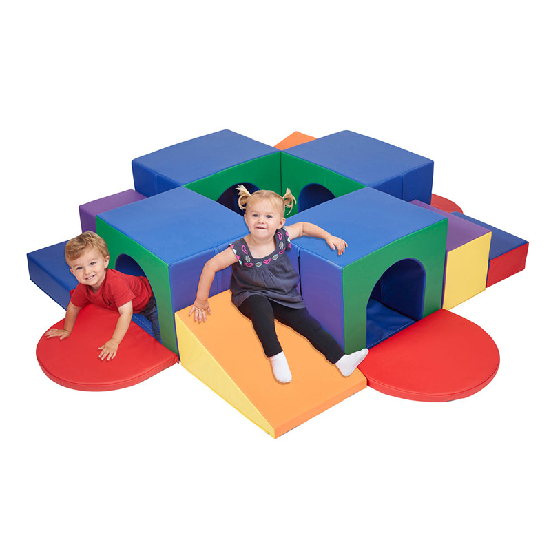 Hot Sale Four Tunnel Maze Climber Foam Baby Climbing Blocks Soft Play Mini Step and Slide for Kindergarten Home Preschool