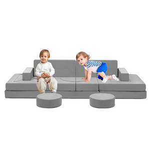 22pcs Child Sectional Sofa Playroom Furniture modular kids play foam sofa couch with soft covers