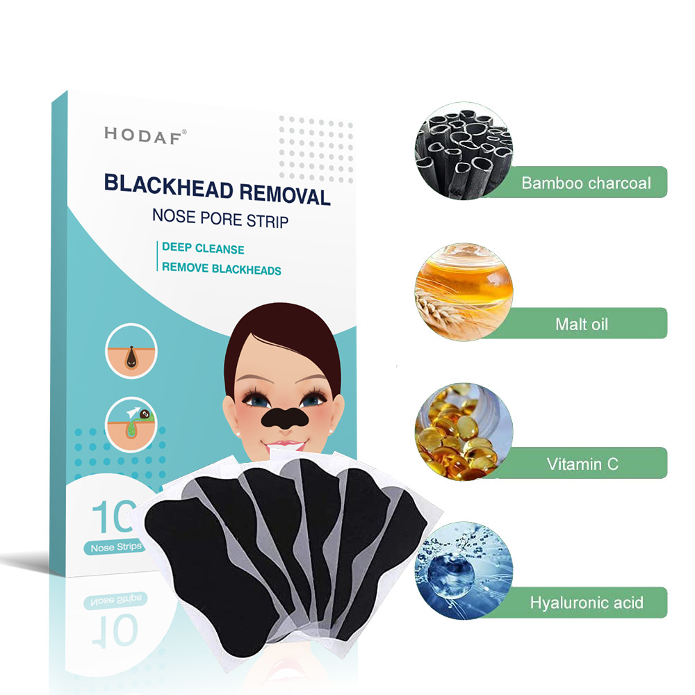 Private label Bamboo Charcoal Deep Cleansing Nose Strips Pore Strips For Blackhead Removal Peel Off Mask