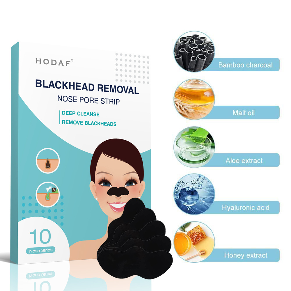 Private label Bamboo Charcoal Deep Cleansing Nose Strips Pore Strips For Blackhead Removal Peel Off Mask