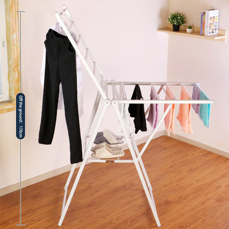 Balcony Aluminium Folding Laundry Rack Dryer Cloth Hanger Stand Foldable Clothes Drying Rack For Laundry