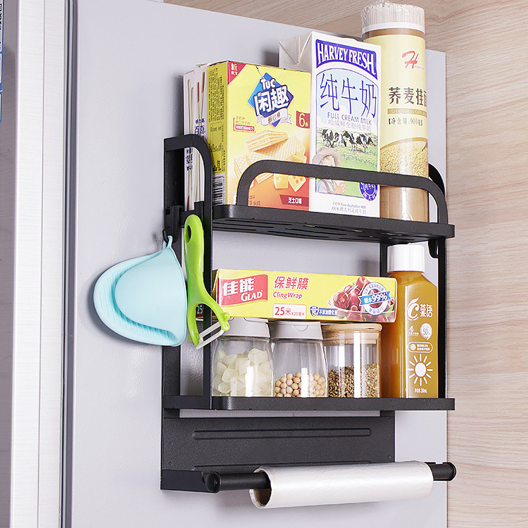 Kitchen Magnetic Refrigerator Hanger Shelf Metal Fridge Storage Holder Wall-Mounted Magnetic Storage Rack