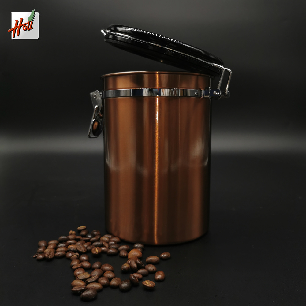 HOU Coffee Canister, Airtight coffee beans container stainless steel kitchen food storage container