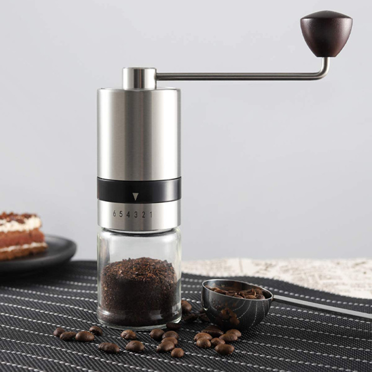 Glass Portable Manual Coffee Grinder Stainless Steel Crank Hand Crank Coffee Grinder