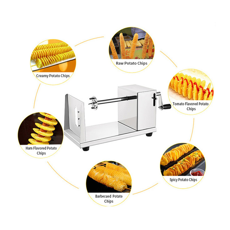 Manual Twist Potatoes Tower Slicer Chips Machine Spiral Spring Potato Twister Tornado Cutter Cutting Machine