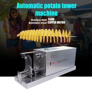 Hot sale automatic commercial tornado potato spiral slicer cutter/automatic rotary potato tower machine spring potato cutter