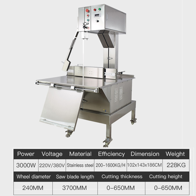 Commerical Fish Pork Cow Beef Frozen Meat Steak meat cutting bone saw machine 4 wheels Cutting Machine Bone Saw