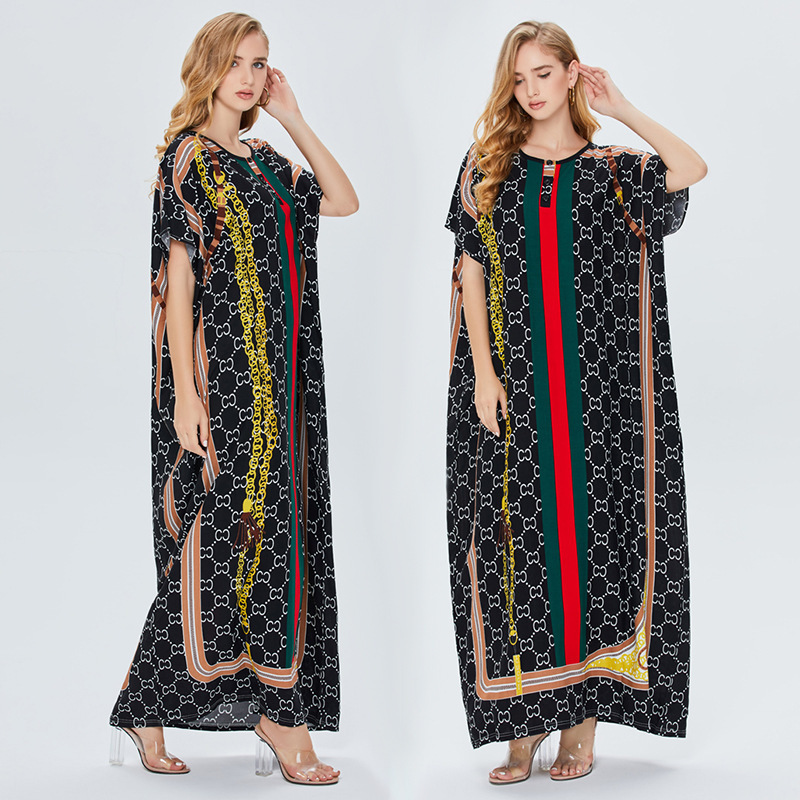 Muslim Women's Long Caftan Turkish Kaftans Beach Maxi Long Abaya Robe Dress Middle East Embroidered Long Skirt