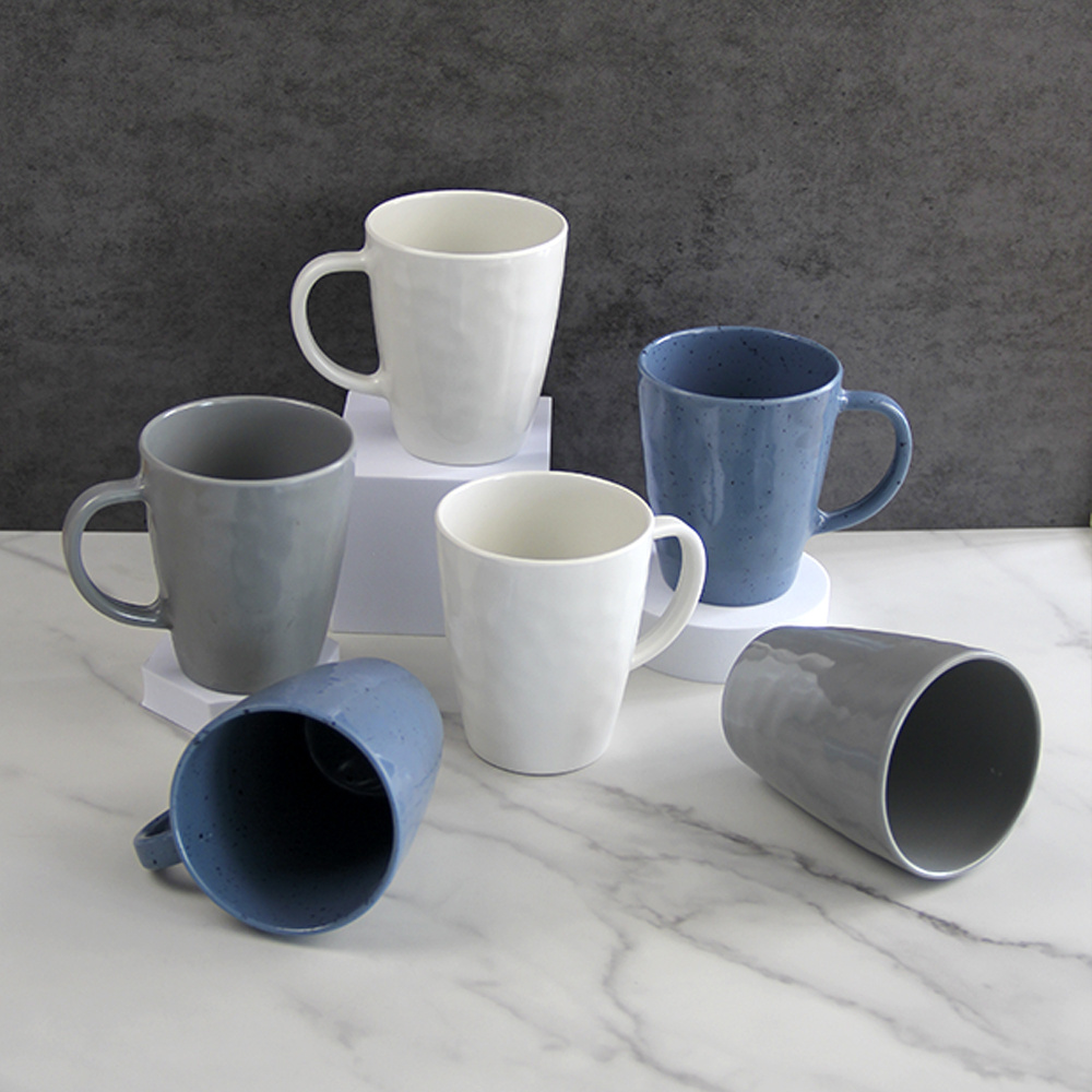 SEBEST Customized Sublimation Melamine Cup Wholesale New Simple Terrazzo Blue Grey White Coffee Melamine Mug With Handle