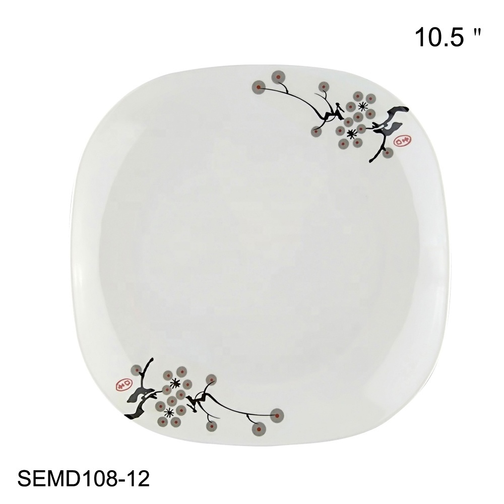 SEBEST Factory newly melamine pure plate white high sales dinner sets Asian style unbreakable melamine white plate