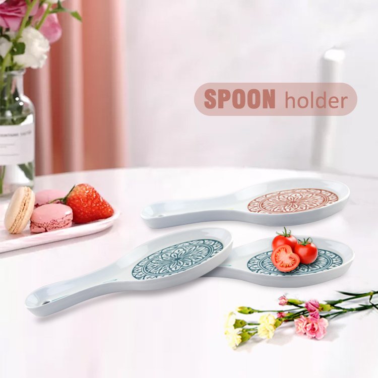 Sebest Factory Wholesale White Kitchen Utensil Cooking Plastic Spoon Holder Custom Spoon Rest Melamine