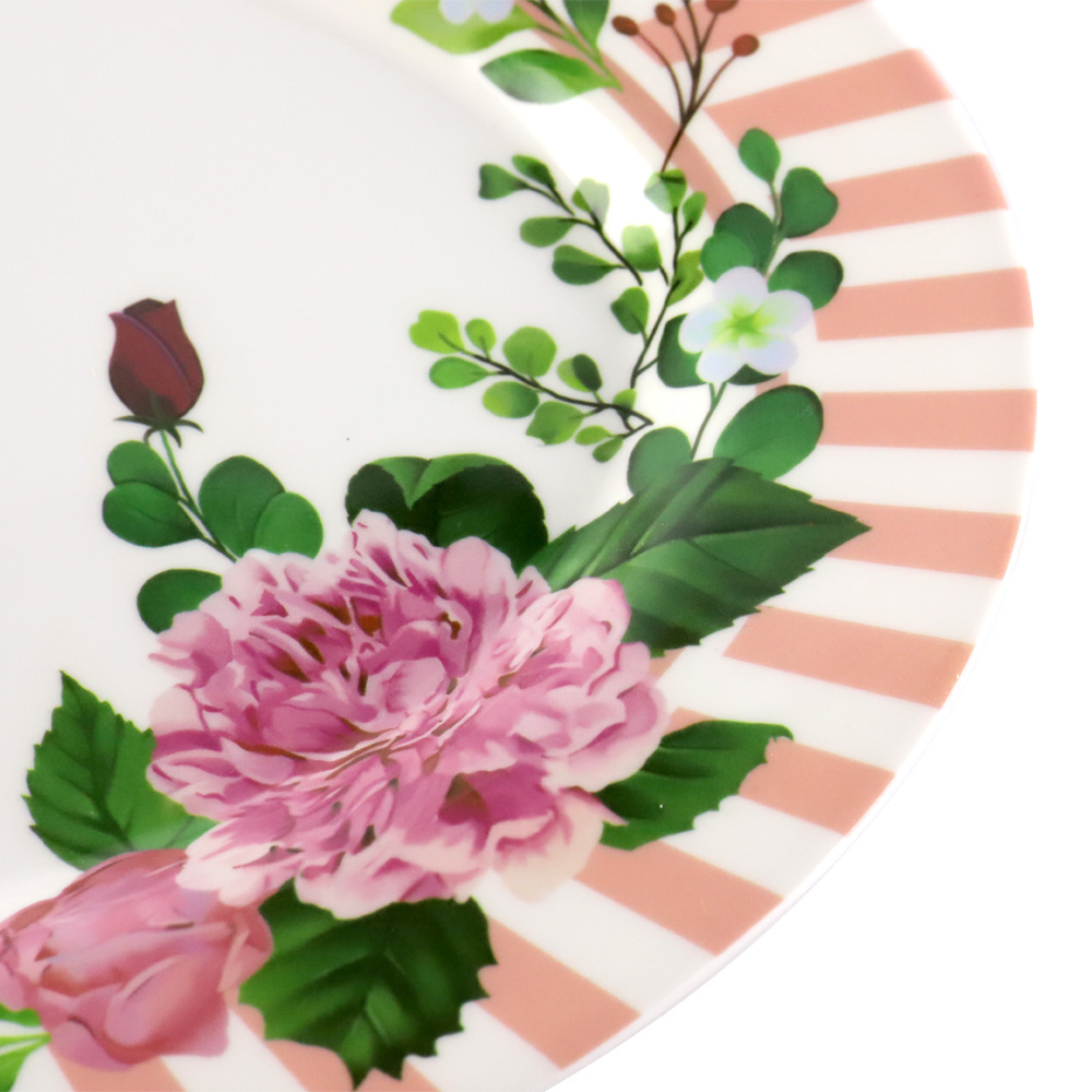 SEBEST Wholesale Custom Unbreakable Like Ceramic Oval Plates 12/14 Inch Peony Flower Pattern Melamine Oval Plate