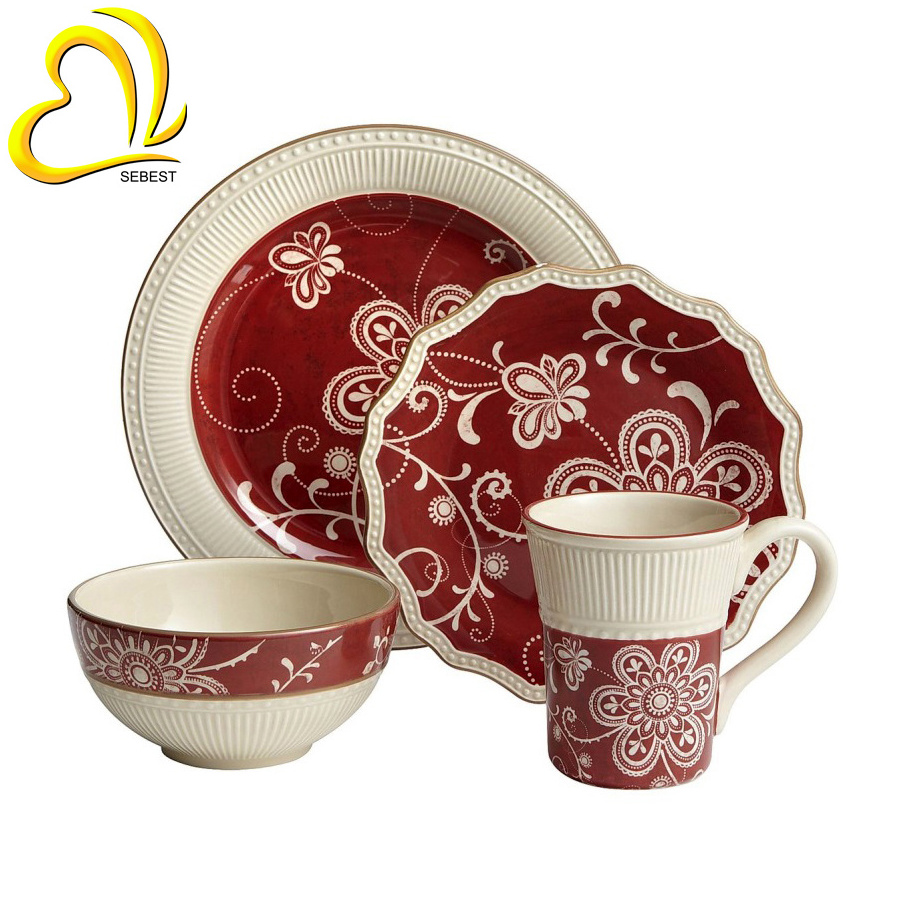 SEBEST Factory Outdoor Dinnerware, Home Ware, Custom Logo Print Melamine Dinnerware Set 12