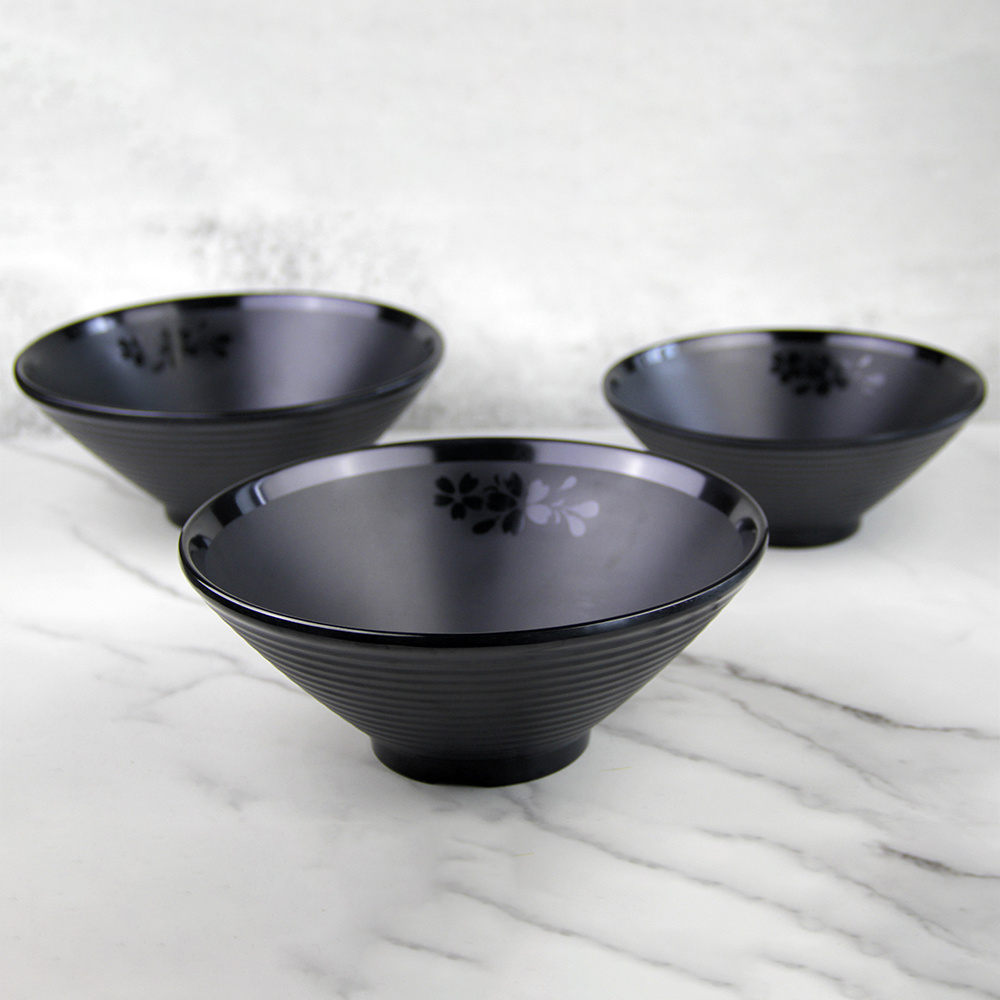 SEBEST Wholesale custom  Melamine Korean ramen bowl Black 5/6/7/8/8.5 Inch melamine Korean noodles bowl