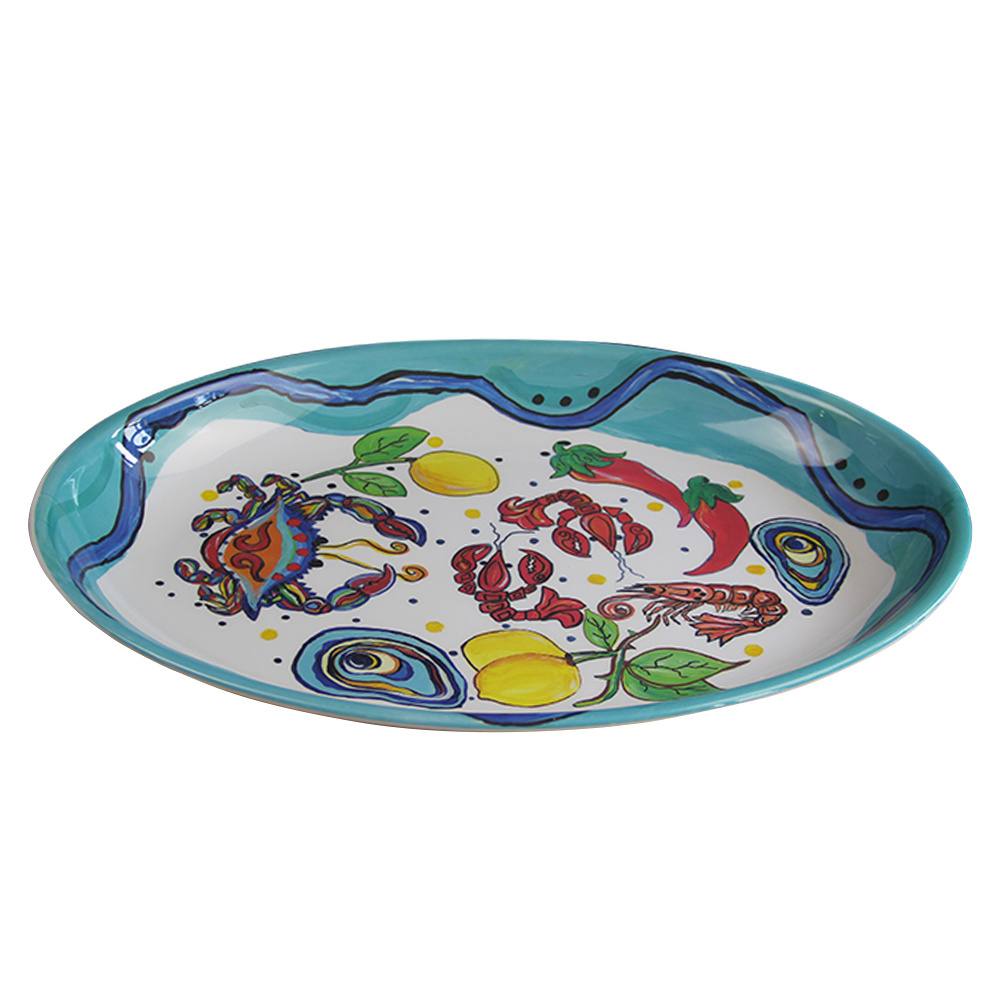 SEBEST High Quality Heavy Duty Lobster Crab Seafood Restaurant Plates 19.7 Inch Large Melamine Oval Plates For Restaurant